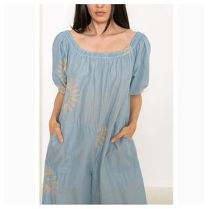 Natalie Martin Sasha Sun Romper Cotton Blue Size Small